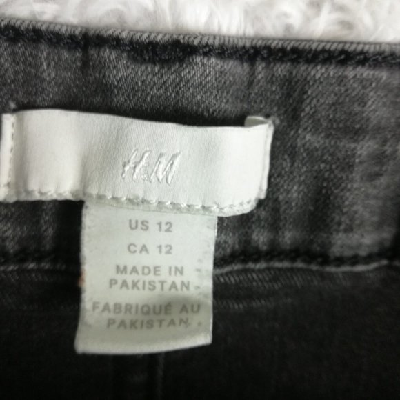 H&M Womens Jeans Skinny‎ Denim Gray Wash High Rise Whiskering Stretch 12 - Picture 11 of 14